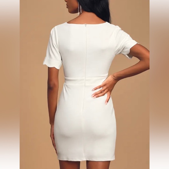 Lulus white scalloped short sleeve dress - Picture 2 of 5